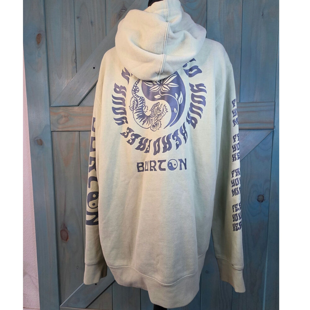 Burton "Set Your Heart Free" Yin Yang Tiger Thick Snowboard Pullover Hoodie Sage